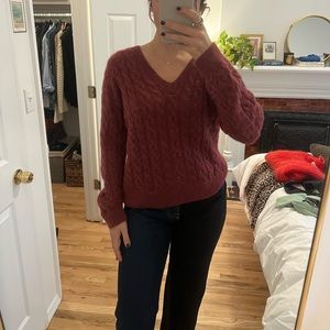 Burgundy Vince cable knit sweater